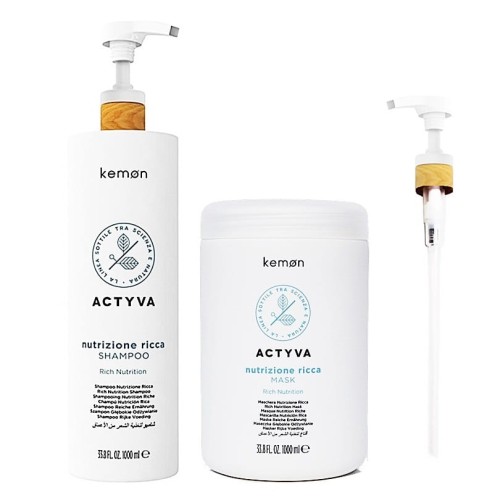 Kemon Actyva Nutrizione Ricca duży zestaw szampon 1000ml + maska 1000ml 1