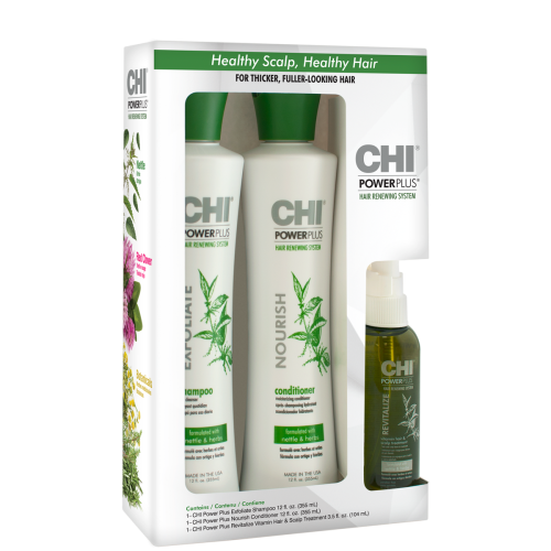 CHI Power Plus Set szampon + odżywka + leave-in wzmacnjający 1
