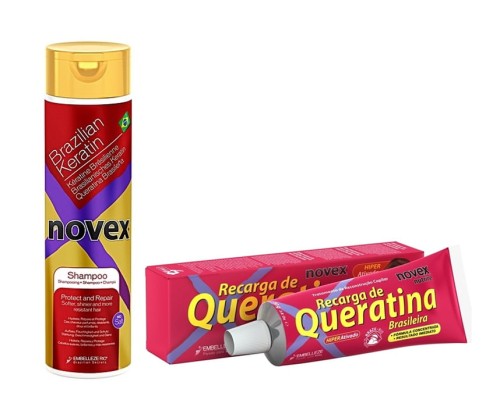 Novex Keratin szampon 300ml + keratyna w żelu 80g zniszczone włosy 1