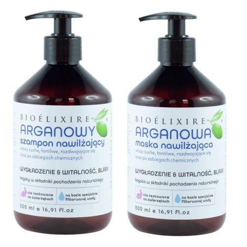 Bioelixire Argan Oil szampon + maska nawilża 2x500ml 1