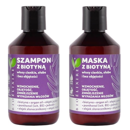 Bioelixire Biotyna szampon + maska cienkie włosy 2x300ml 1
