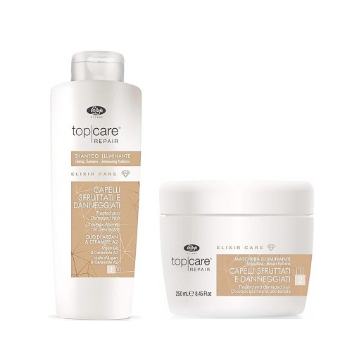 Lisap Top Care Elixir argan szampon 500 + maska 250 rozświetlający zestaw 1