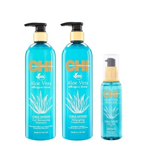 CHI Aloe Vera Curl Set szampon 340ml +odżywka 340ml +olejek 89ml