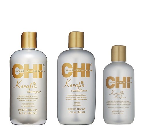 CHI Keratin Gold set szampon 355ml + odżywka 355ml + Silk 177ml 1