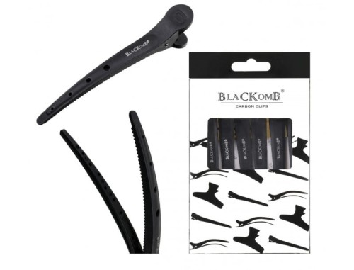 Blackomb CK023 Carbon klipsy fryzjerskie czarne 6 szt.  1