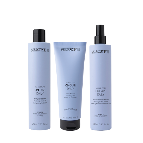 Selective OnCare Daily nawilżający szampon 275ml, odżywka 250ml, Leave-In 275ml  1