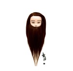 Główka Fryzjerska męska z brodą włosy brąz do cięć, upięć