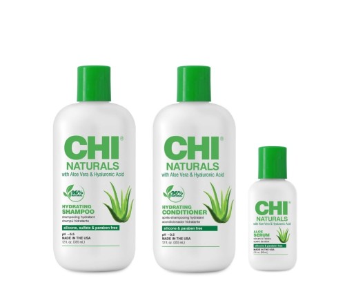 CHI Naturals Aloe Vera Hyaluronic Acid szampon + odżywka + serum 1