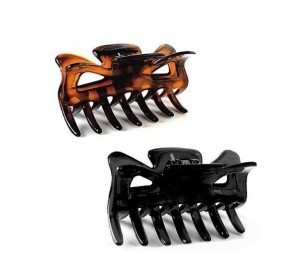 Klamra, spinka do włosów plastikowa czarna i brąz medium 2szt.