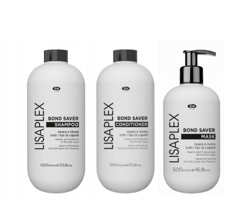 Lisap Lisaplex Bond Saver Set4 szampon odżywka maska regenerujący 2x1000ml 1x500ml.jpg