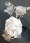 IzA szpilka do włosów kwiat biały kryształ ozdoba koka