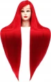 Główka Fryzjerska czerwona długi włos 90cm + statyw 2