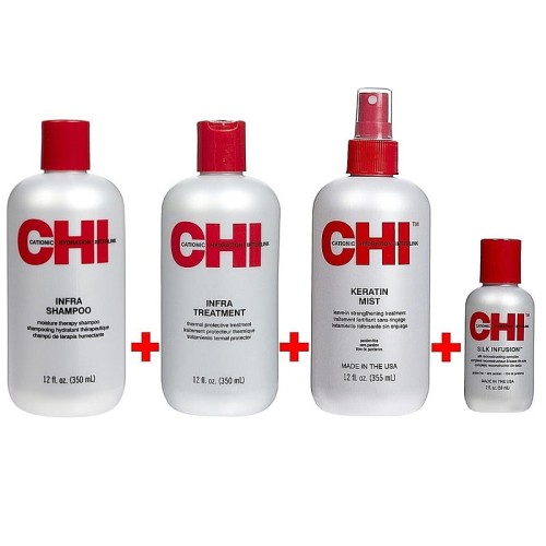 CHI Infra zestaw 4 produkty szampon+odżywka+mist+silk 1