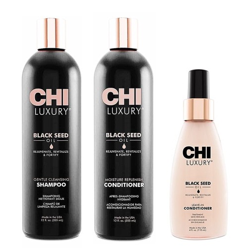 CHI Luxury Black Seed zestaw szampon 355ml + odżywka 355ml + leave-In 118ml 1